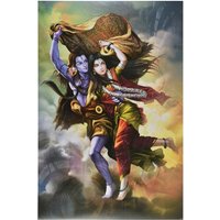 Shiv Parvati Gemälde Poster in Textur Druck Ohne Rahmen | 25 X 36 Zoll von DivinedecorsIndia