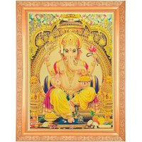 Shree Ganesha Goldene Folie Foto Im Goldenen Kunstwerk-Rahmen | 11 X 14 Zoll Oder | 27, 94 35, 56 cm Einweihungsgeschenke Erhältlich in 2 von DivinedecorsIndia