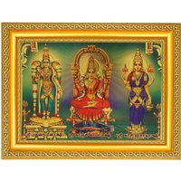 Sri Madurai Meenakshi/Sri Kanchi Kamatkshi/Sri Kasi Visualakshi Schönes Goldenes Folienfoto Im Goldenen Rahmen | 11, 50 X 13, 50 Zoll von DivinedecorsIndia