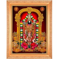 Tirupati Balaji Lakshmi Goldener Zari Kunstarbeitsfoto Im Goldenen Rahmen | 11 X 13 Zoll Oder | 27, 94 33, 02 cm, Erhältlich in 2 Designs von DivinedecorsIndia