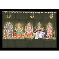 Titupati Balaji Lakshmi Ganesha Saraswati Murugan Sparkle Print Wandaufkleber Poster Ohne Rahmen | 20 X 28 Inches von DivinedecorsIndia