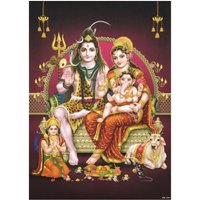 Vintage Shiv Parivar Sparkle Druck Wandaufkleber Poster Ohne Rahmen | 50, 20 X 28 cm von DivinedecorsIndia