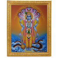 Vishnu Bhagwan Wunderschöner Glanzdruck Elegantes Foto Im Goldenen Kunstwerkrahmen | 11 X 13 Zoll Oder | 27, 94 33, 02 cm von DivinedecorsIndia