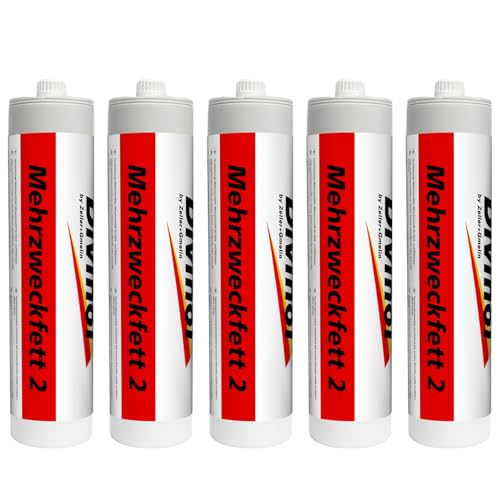 Divinol Garant 2000 EP Kartusche 500g Mehrzweckfett Lithium Fett Schmierfett Lithiumfett universell einsetzbares Langzeitfett temperaturbeständiges Gleit- Wälzlager Fett wasserbeständig (5x500g) von Divinol