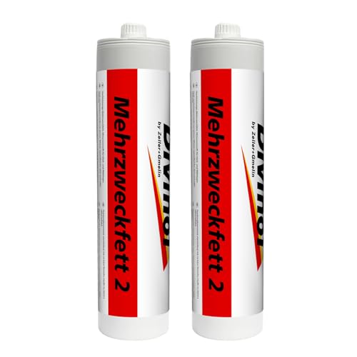 Divinol Mehrzweckfett 500g NLGI 2 Reiner System Lithiumschmierfett Lithium Schmierfett Lithiumfett Langzeitfett temperaturbeständiges Gleit Wälzlager Fett wasserbeständig (2x500g) von Divinol
