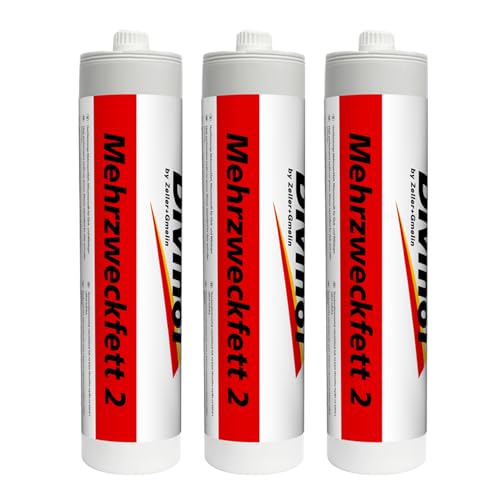 Divinol Mehrzweckfett 500g NLGI 2 Reiner System Lithiumschmierfett Lithium Schmierfett Lithiumfett Langzeitfett temperaturbeständiges Gleit Wälzlager Fett wasserbeständig (3x500g) von Divinol