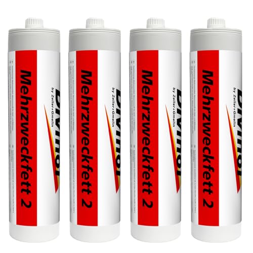 Divinol Mehrzweckfett 500g NLGI 2 Reiner System Lithiumschmierfett Lithium Schmierfett Lithiumfett Langzeitfett temperaturbeständiges Gleit Wälzlager Fett wasserbeständig (4x500g) von Divinol