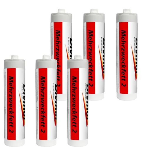 Divinol Mehrzweckfett 500g NLGI 2 Reiner System Lithiumschmierfett Lithium Schmierfett Lithiumfett Langzeitfett temperaturbeständiges Gleit Wälzlager Fett wasserbeständig (6x500g) von Divinol