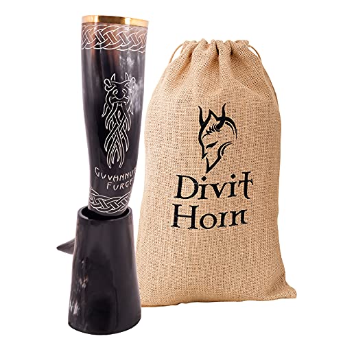 Divit Wikinger Trinkhorn aus echtem Ochs-Horn (Ormr, Polished) von Divit Horn