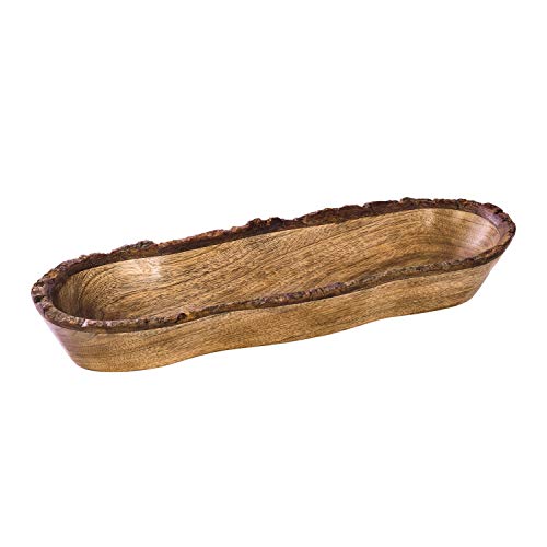 Divit Shilp Naturholzschale, Servierschüssel für Salat, Gemüse und Früchte, große, Tiefe Schale für Familie und Feiern. (Bark Edge Tray) von Divit Shilp