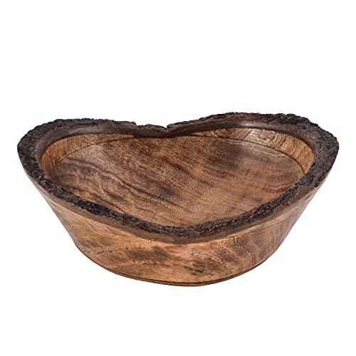 Divit Shilp Naturholzschale, Servierschüssel für Salat, Gemüse und Früchte, große, Tiefe Schale für Familie und Feiern. (Bark Edge Wavy Bowl) von Divit Shilp