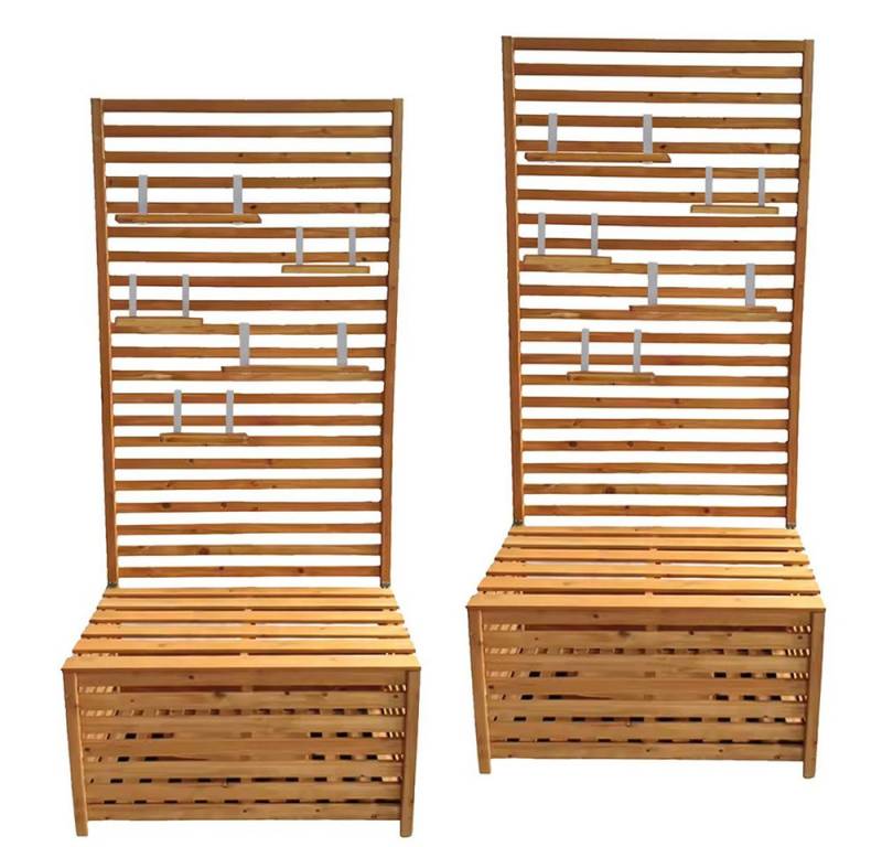 Divit Aufbewahrungsbox 2x Gartentruhe mit Regalen GR1 Gartenbank Pflanzregal von Divit