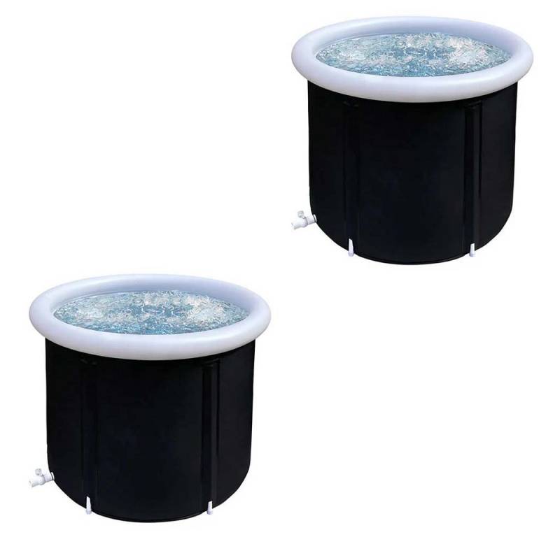 Divit Halter Set 2x Eisbad aufblasbar EB14 PVC Eistonne tragbar 75 x 75 cm schwarz von Divit