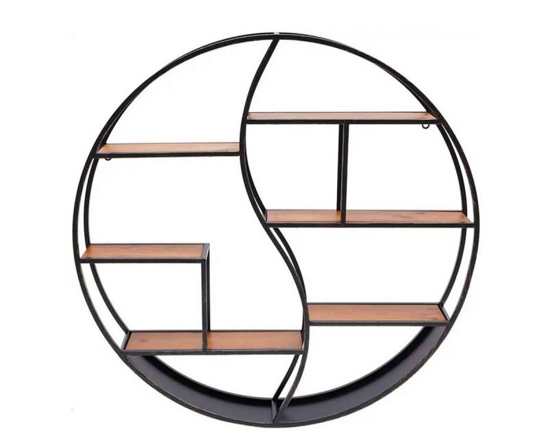 Divit Regal Wandregal rund Holz mit Metallrahmen und 6 Ablagen 68cm Durchmesser RE von Divit