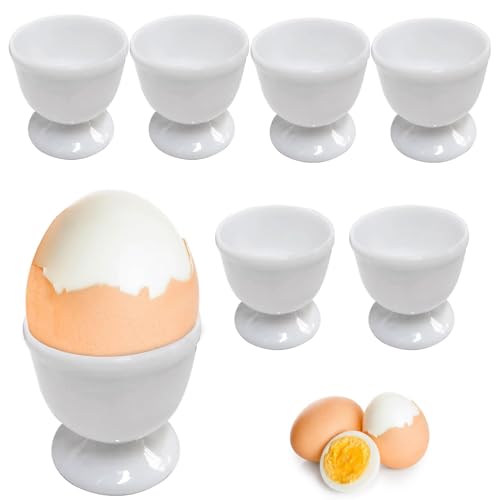 6 Stück Eierbecher set runde Eierbecher 4,8 x 4,9 cm für das Frühstücksei beim Brunch & Buffet(Weiß) von Divono