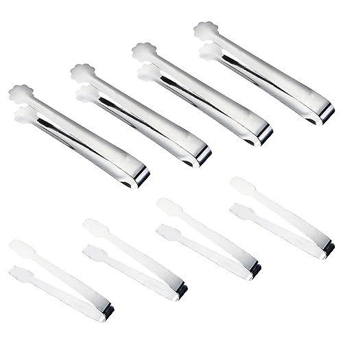 8 Stück Edelstahl Zuckerzange, Eiszange Set Süßigkeiten Zange Zucker Clip Servierzange Salatzange Gebäckzange 9cm/11cm für Hochzeit Party Bar Büfett Grill Picknick (silber) von Divono