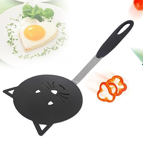 Braten Spachtel Kochen Zubehör Steak Küche Utensilien Wender Heim Nicht Klebend OmelettePfannkuchenflossen, Omelette, Cartoon-Fisch, Pfannkuchen, niedliche Kochutensilien(Schwarz) von Divono