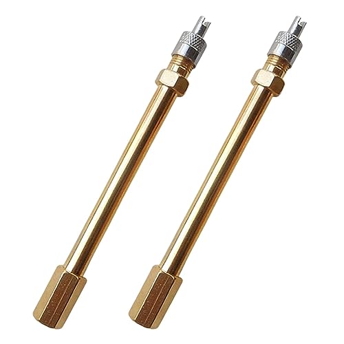 Divono 2 Stück ventilverlängerung autoventil, autoventil verlängerung 10 cm Rückschlagventil.Geeignetes Aufblasbares Reifenverlängerungsventil Für E-Scooter Auto,LKW Und Fahrrad(Gold) von Divono