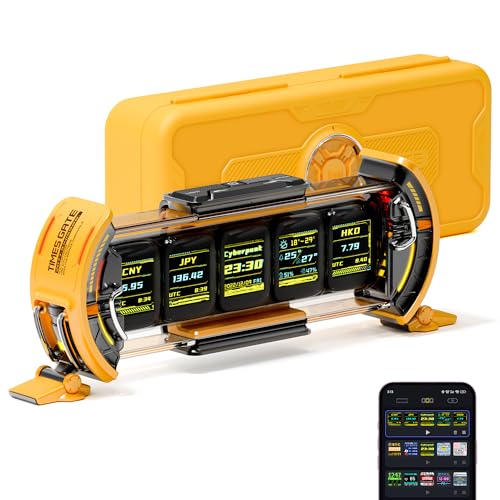 Divoom Times Gate - Cyberpunk-Gaming-Digitaluhr mit Smart-APP-Steuerung, WLAN-Verbindung, RGB-LED-Anzeige, individualisiertem Dashboard & Pixelkunst, für Gaming-Raum & Bürodekoration (Gelb) von Divoom