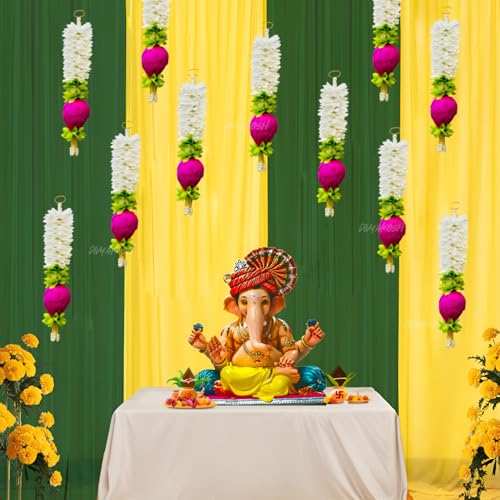 Divyakosh Lotus Hängende 8 Stück – klein, 25,4 cm | Blumenwandbehänge, Tempel-Dekorationsartikel, Hintergrund für Pooja-Dekoration, Pooja-Raumdekorationsartikel, Diwali-Dekoartikel, Offwhite – Stoff Divyakosh Lotus Hängende 8 Stück – klein, 25,4 cm | Blumenwandbehänge, Tempel-Dekorationsartikel, Hintergrund für Pooja-Dekoration, Pooja-Raumdekorationsartikel, Diwali-Dekoartikel, Offwhite – Stoff von Divyakosh