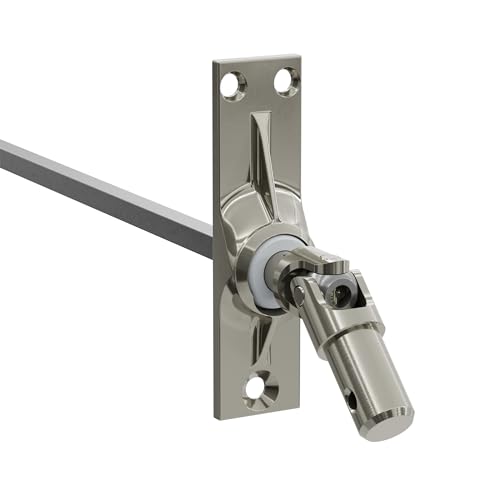 DIWARO.® | Rolladen Gelenklager G029, 45 Grad Umlenkung, Grundplatte 22 x 85 mm mit 3 Befestigungslöcher, Kurbelzapfen Anschluss 12,9 mm, Antrieb zum Rolladengetriebe 6 mm Sechskant von DIWARO.