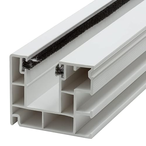 DIWARO. Rolladen Führungsschiene 4047 aus Kunststoff weiss, für Maxi Rolladenprofile, mit beidseitiger Bürstendichtung, Fixlänge 1900mm von DIWARO.