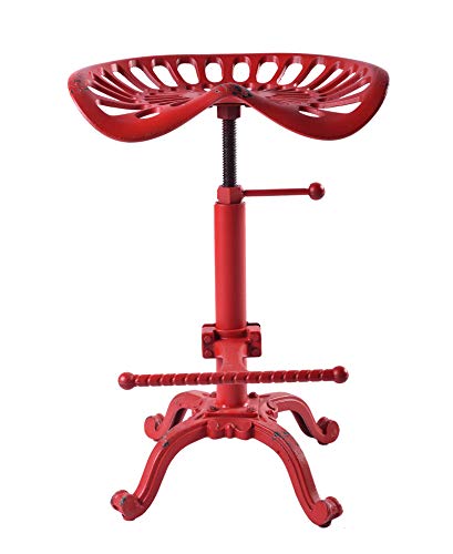 Diwhy Rustikaler Industrie-Bauernhof-Sitz mit Traktoren, Verstellbarer Barhocker Aged Red von Diwhy