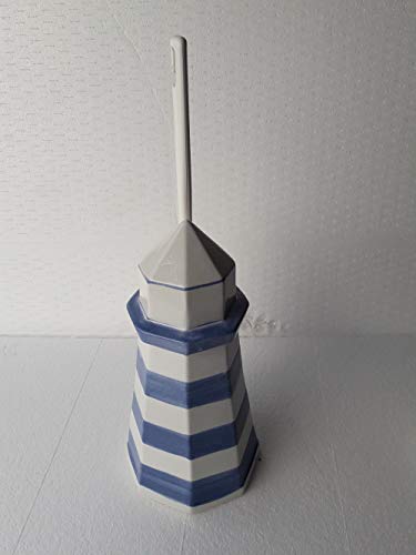 Diwi Aktuell Annemarie Wiegand Toilettenbürstengarnitur Form Leuchtturm Dekor weiß-blau Material Steinzeug von Diwi Aktuell Annemarie Wiegand