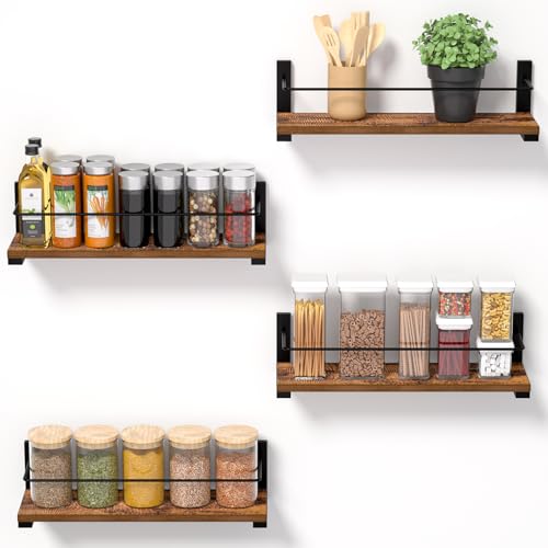 Diwoker Gewürzregal für Wand, Küchenregal Hängend, Spice Rack für Küche, Schweberegal für Wände (4 Stück) von Diwoker