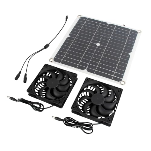 Dixhills Solar Ventilator, Solarmodul Lüfter Kit, 12W Solarpanel Abluftventilator, tragbarer Solar Abluftventilator für den Außenbereich, Wohnmobile, Gewächshäuser, Tierhäuser, Hühner von Dixhills