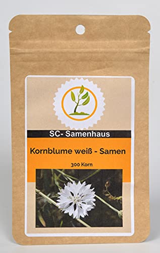 Kornblume, weiß blühend Centaurea cyanus 300 Samen SC-Samenhaus von Dixis Samen