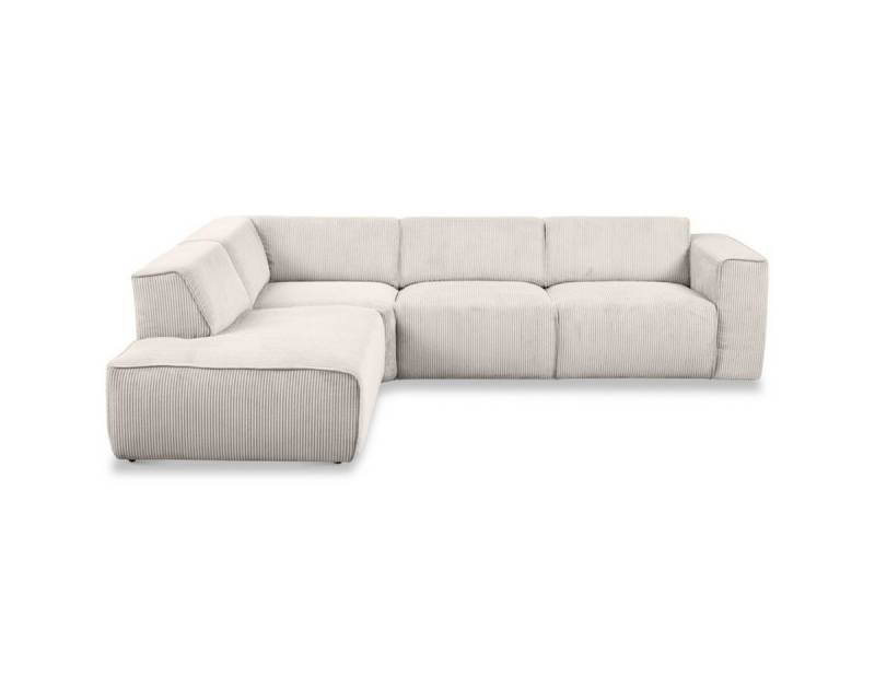 Dixx Divani Ecksofa Three, L-Form, Cordbezug beige, Kedernaht, Ottomane links von Dixx Divani