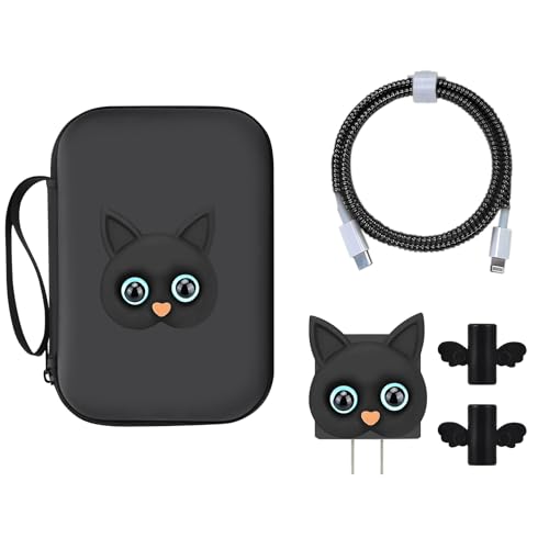 DiyGody Kabeltasche mit Ladekabelschutz Set Kompatibel mit iPhone, Datenleitung Draht Saver USB-C Kabelschutz mit 3D Cartoon Katze Muster, Kabeltasche Elektronikzubehör Organizer aus Wasserdichtes EVA DiyGody Kabeltasche mit Ladekabelschutz Set Kompatibel mit iPhone, Datenleitung Draht Saver USB-C Kabelschutz mit 3D Cartoon Katze Muster, Kabeltasche Elektronikzubehör Organizer aus Wasserdichtes EVA von DiyGody
