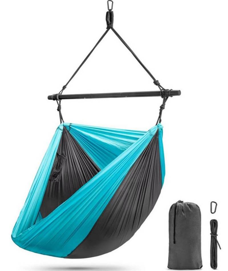 Diyarts Hängematte (XL Hängesessel bis 225 kg, faltbar, mit Metallstütze & Seitentasche), faltbar, mit Metallstütze & Seitentasche – ideal für drinnen & draußen von Diyarts