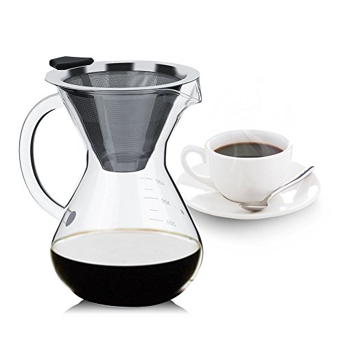 400ml Pour Over Kaffeebereiter mit Permanentfilter, Hand Tropf Gießen Kaffeekanne, Manuelle Kaffeemaschine, Geeignet für Eiskaffee und Tee Stylishes Geschenk Für Kaffeeliebhaber von Diyeeni