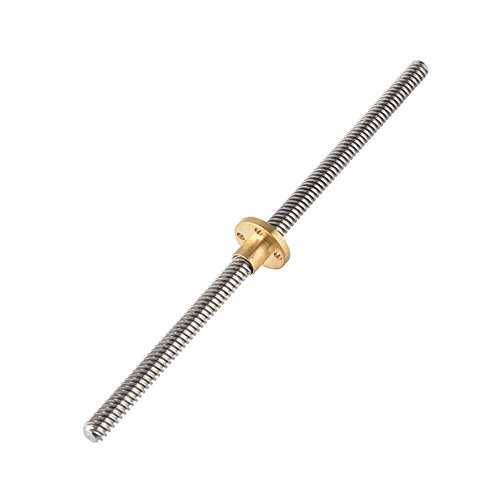 Zubehör für 3D-Drucker, T8 Spindel, Trapezgewindel, Bleischraube + Mutter T8, 2 mm, Schraubdraht 8 mm, Edelstahl, für Schrittmotor (300 mm) von Diyeeni