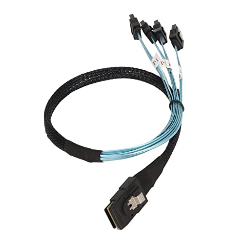 Diyeeni Hohe Flexibilität, SAS-zu-4-Kabel, 12 Gbit/s, Verzinntes Kupfer, Vergoldeter Schütz SFF 8087, für Desktop-Gehäuse (1m) von Diyeeni