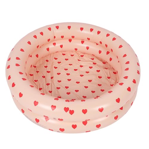 Diyeeni Kleiner Kleinkindpool, Runder Mehrzweck -aufblasbares Kleinkind Schwimmbad Faltbarer PVC für Garten (rotes Herz) von Diyeeni