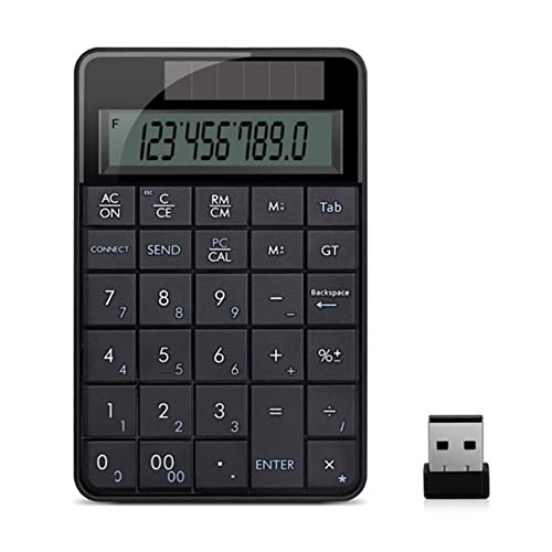 Diyeeni Ziffernblock mit Taschenrechner, Kabellose Nummernblock 29 Tasten Numpad Keypad Nummerntastenfeld mit USB Nano-Empfänger, Kompatibel mit Windows XP/Vista/7/8/10 von Diyeeni