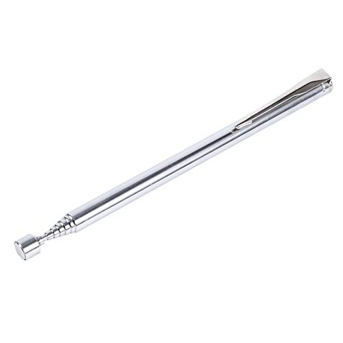 Magnetisches Teleskop-Aufnahmewerkzeug, 1 bis 2 Pfund Magnetstift, Langlebiger Magnetgreifer mit Taschenclip zum Auffinden von Bolzen, Muttern, Schrauben und Metallteilen(Silber) von Diyeeni