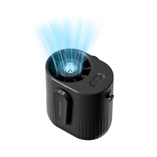 Tragbarer Ventilator mit Doppelclip, Persönlicher Taillenventilator mit 3 Geschwindigkeiten, 4000-mAh-Clip-Hemdventilator mit Taschenlampe, Tragbarer Gürtelventilator (BLACK) von Diyeeni