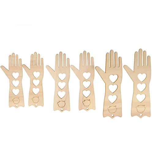 diyfixlcd Holzhandschuh-Blocker, Handschuhform-Blocker, Holzhandschuh, Strickmodell, Haushaltsdisplay, Handstrickhandschuhe, Brettformen für Anfänger, Herz-Design, 3 Größen, 6 Stück von diyfixlcd