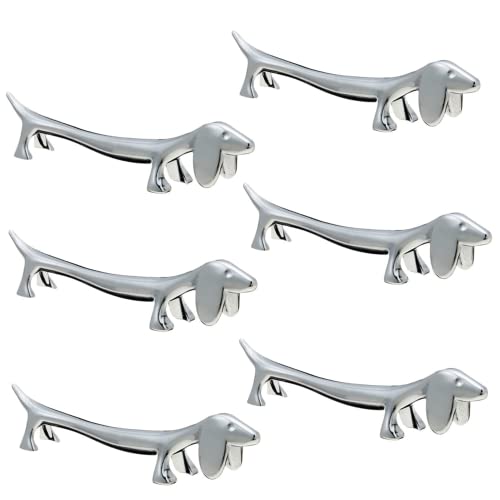 diyfixlcd Essstäbchenhalter für Hunde, Metall, Dackel, Essstäbchenablage, Kissen, silberfarben, für Löffel, Gabel, Messer, Geschirr, Pinsel, Zuhause, Küche, Tischdekoration, 6 Stück von diyfixlcd