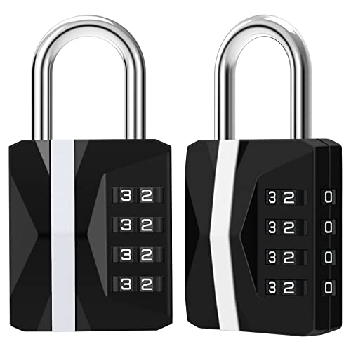 Diyife 4-Stelliges Zahlenschloss, 2 Pack Resettable Kombinationsschloss, Wasserdicht Wetterfestes Metall & Plated Steel Combination Lock für Schule, Sports Locker, Hasp Cabinet & Storage - Schwarz von Diyife