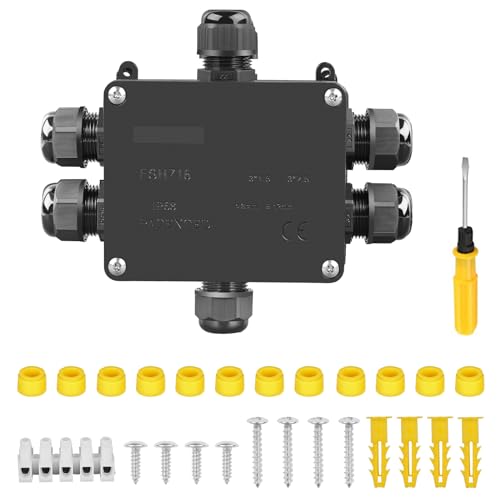 Abzweigdose Wasserdicht IP68, 6 Wege Verteilerdose Außen, Outdoor Aufputz Kabelverbinder,Verbindungsdose Aussen,Erdkabel Klemmdose Anschlussbox, Drahtverbinder für Ø4-14mm Kabeldurchmesser,Schwarz von Diymoll