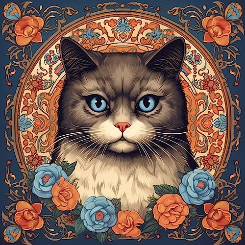 Diymood DIY Diamond Painting Katze Kit – 5D Diamant Bilder Blume für Erwachsene | Kunstvolle Strass Stickerei Sets für Home Dekoration | 30X30 cm Wanddekoration von Diymood