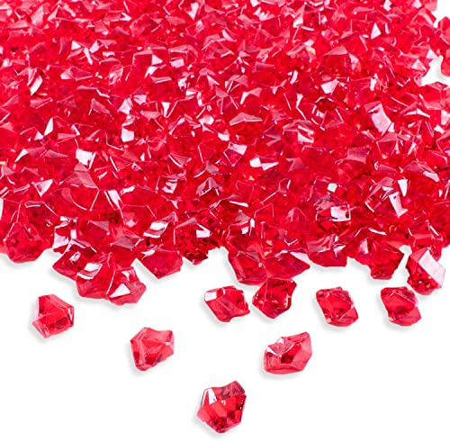 Diyxisk 400 Stück hochwertiger Acryl-Eisstein, Acrylkristall, Kinderspielzeug, Kristalldiamant, zum Dekorieren von Hochzeiten, zum Basteln, zum Ausstellen von Vasenfüllern (rot) von Diyxisk
