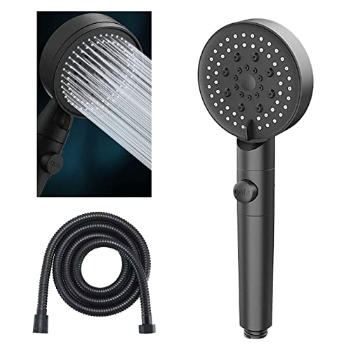 Diyxisk 5 Modi Duschbrause,Verstellbarer Duschkopf,One-Button-Stop,Badezimmer Hochdruck Universeller Wassersparender (Schwarz) von Diyxisk