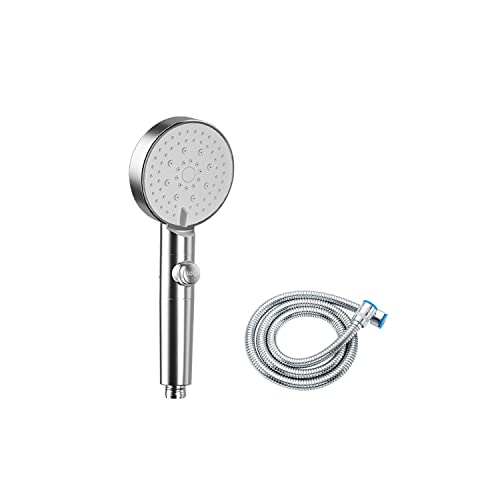 Diyxisk 5 Modi Duschbrause,Verstellbarer Duschkopf,One-Button-Stop,Badezimmer Hochdruck Universeller Wassersparender (Silber) von Diyxisk