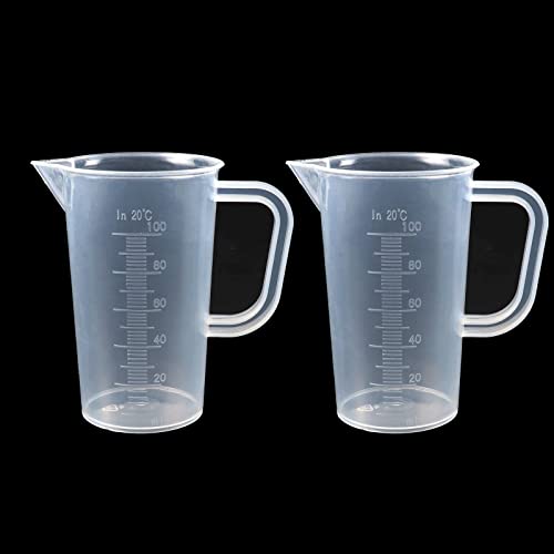 Diyxisk Messbecher,2 Stück 100ml Plastik Dosierbecher mit Skala,HitzebestäNdige für Labor Küchen Cocktail öL Wasser Milch von Diyxisk